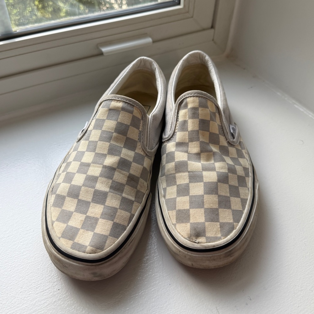 Vans Light Blue Checkered Slip-On Sneakers